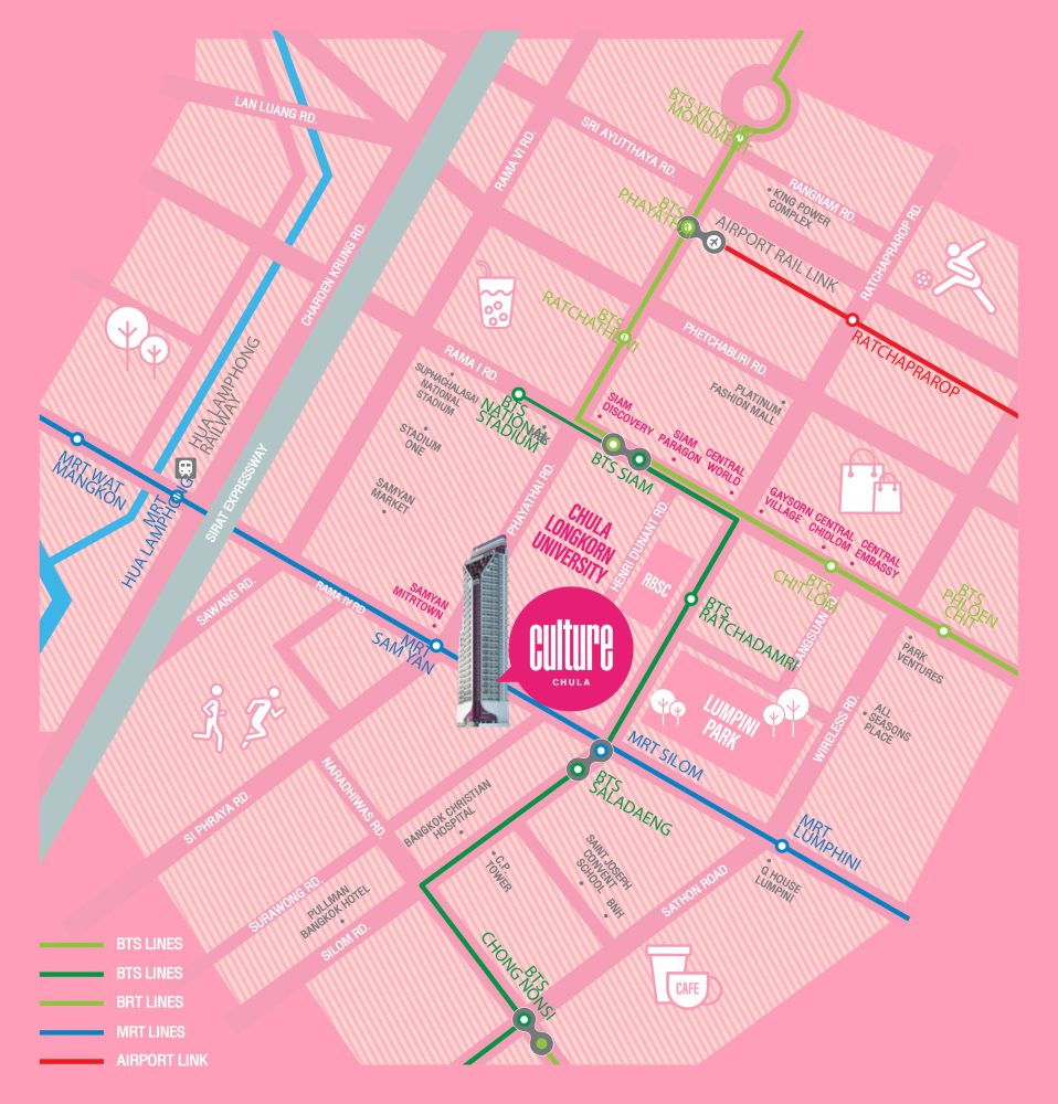 culture chula map near BTS & MRT