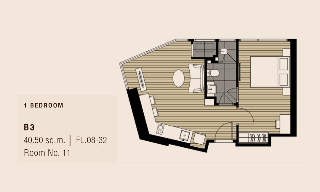 1 BEDROOM | B3 | 40.50 sq.m.