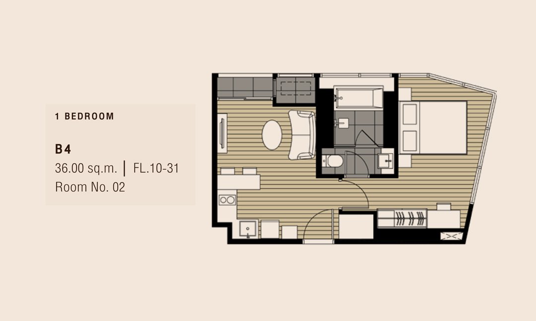 1 BEDROOM | B4 | 36.00 sq.m.