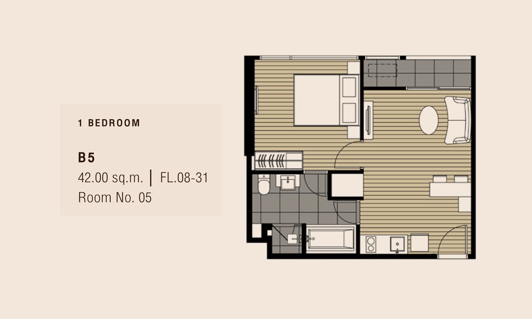 1 BEDROOM | B5 | 42.00 sq.m.