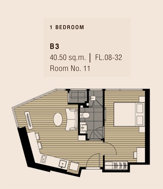 1 BEDROOM | B3 | 40.50 sq.m.