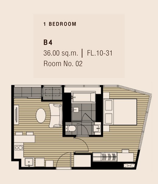 1 BEDROOM | B4 | 36.00 sq.m.