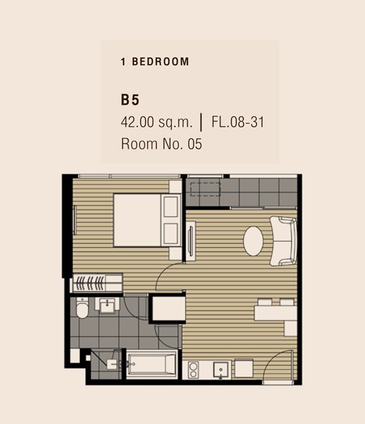 1 BEDROOM | B5 | 42.00 sq.m.