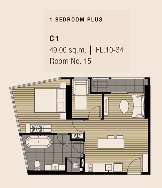 1 BEDROOM | C1 | 49.00 sq.m.